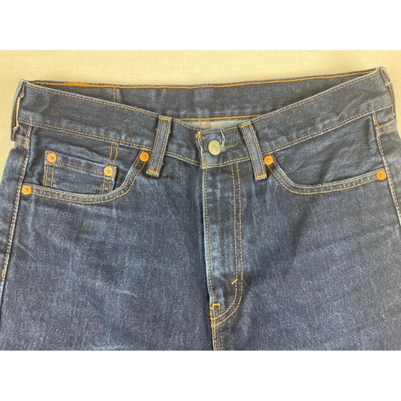 Levi Strauss Co 505 Mens Dark Wash Straight Leg Jeans W30 L34 (fits 32x33) - Picture 10 of 15